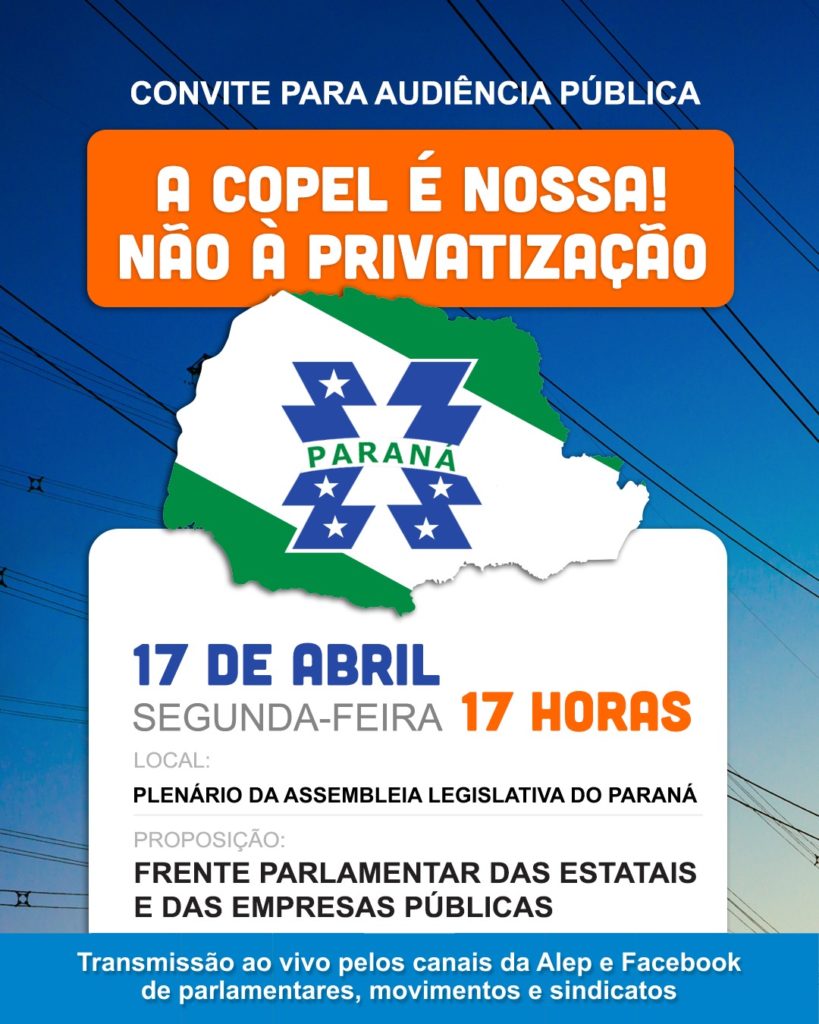 Nota Pública Contra a Privatização da Copel - Senge-PR