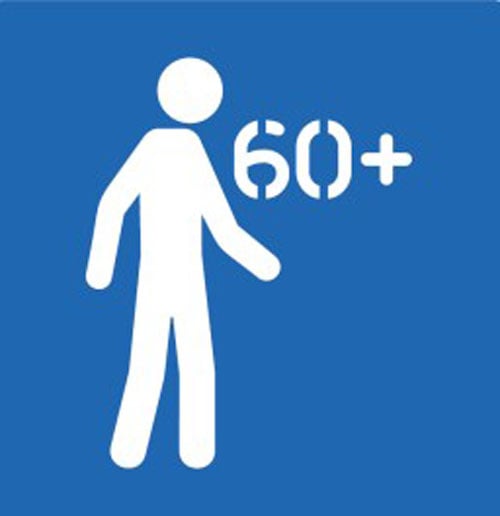 60+ símbolo pessoa idosa
