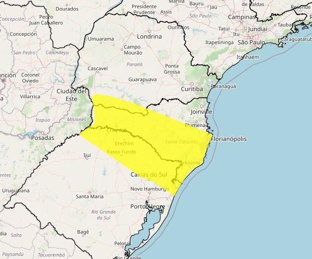 Alerta amarelo de tempestades no Paraná