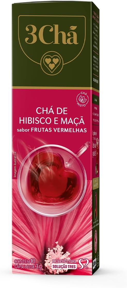 3 Corações Cápsula De Chá Hibisco E Maçã 10 Unidades Tres