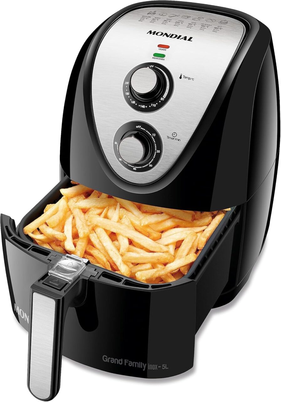 Fritadeira Sem Óleo Air Fryer 5L, Mondial, Preto/Inox, 1900W, 110V