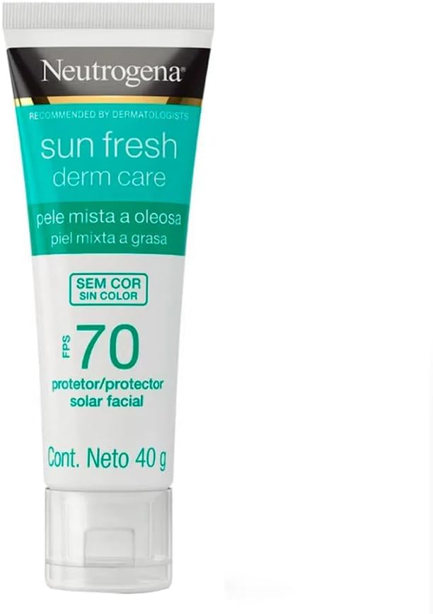 Neutrogena Sun Fresh Protetor Solar Facial Para Pele Oleosa Derm Care Sem Cor FPS 70, 40g