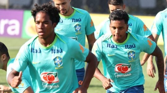 Seleção brasileira em Curitiba: Endryck e Rodrygo treinam no CT do Caju