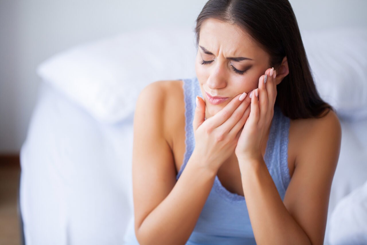 Tooth Pain. Beautiful Woman Feeling Strong Pain, Toothache