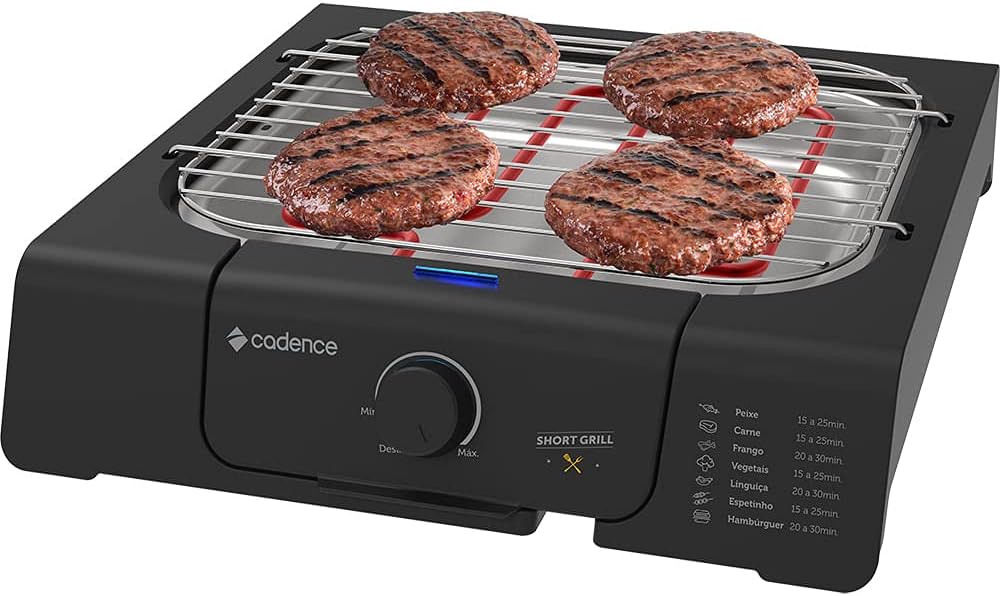 Churrasqueira Grill Eletrica Cadence Short, 1200W, Preto, 110V, GRL805