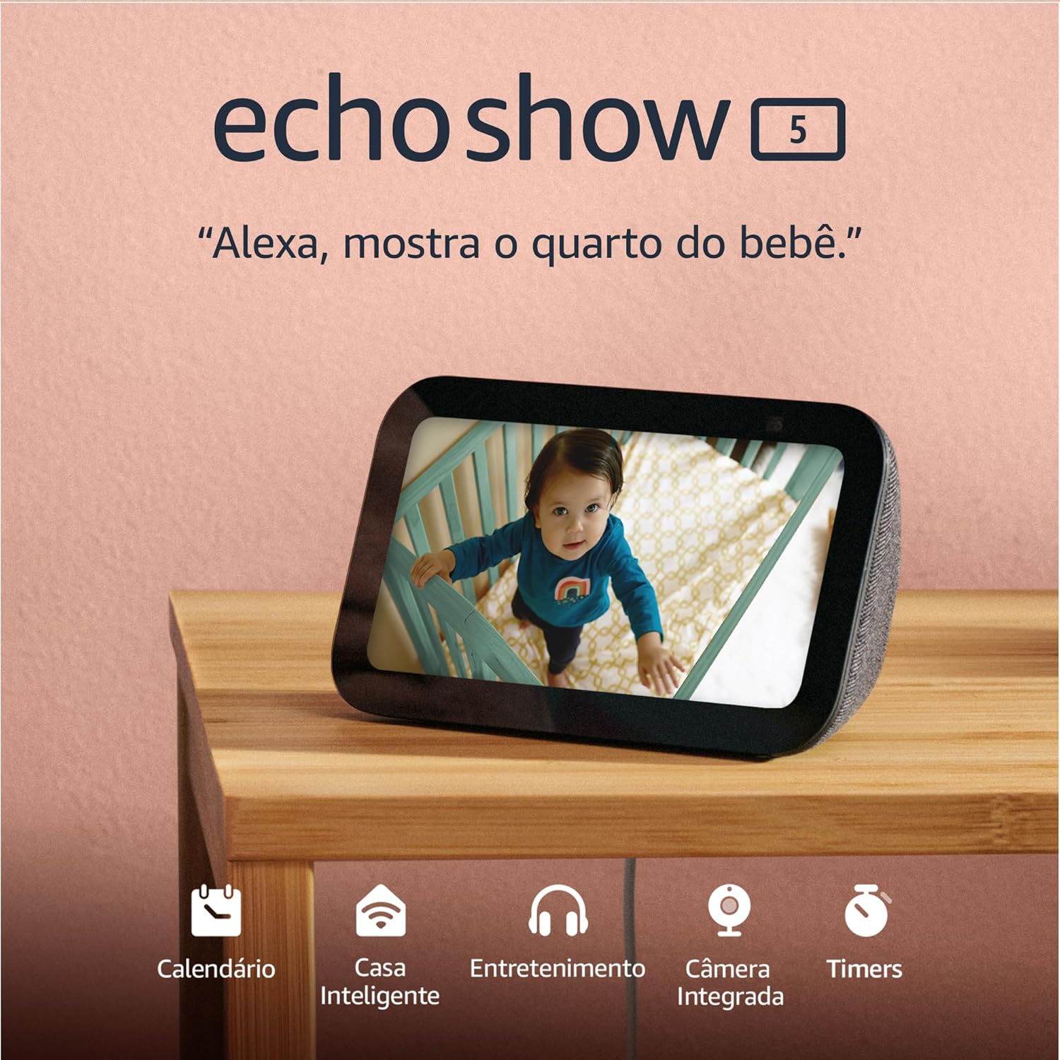 Echo Show 5 (3ª geração - 2023) | Smart display com Alexa, graves 2x mais potentes e som mais nítido | Cor Preta