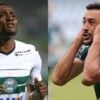 Robinho e o camaronês Joel, do Paysandu x Coritiba