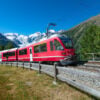 Swiss mountain train Bernina Express crossed Alps